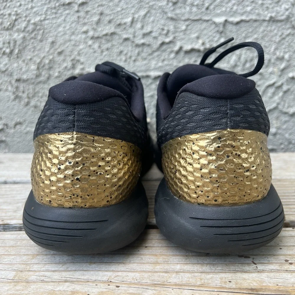 Nike Shoes Men Size 12 Lunarglide 8 LE 878706-007 Black Gold Running Sneakers